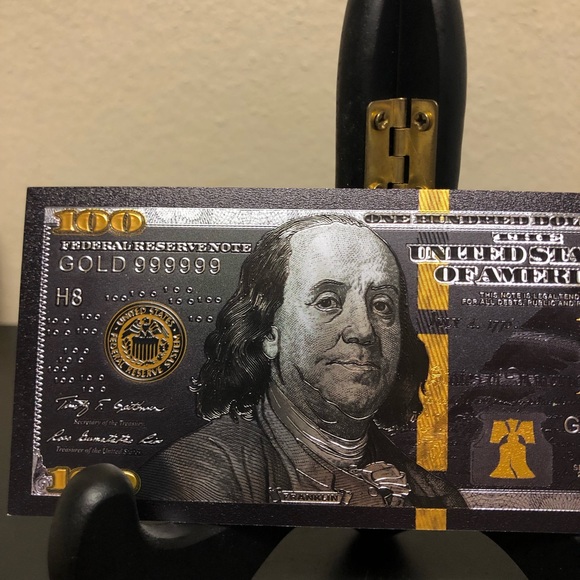 24k Gold / Black Foil Plated $100 (One Hundred US Dollar) Banknote - Picture 2 of 8